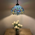thumbnail image 4 of Tiffany Blue Stained Glass Dragonfly 12-Light LED Pendant Lights for Dining Room, Hotel, Restaurant, Cafe, 4 of 8