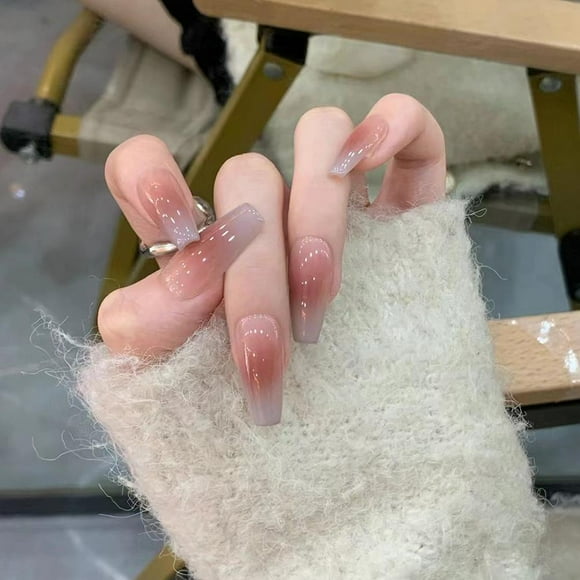 Fake nails Simple Sweet Girl Square Nail Finished Nail Fake Nail Plate D5K3