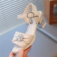thumbnail image 4 of hoksml Girls Low Heel Sandals with Rhinestone Flower Toddler Little Kid Dress Sandals, 4 of 9
