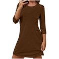 thumbnail image 3 of jobturf Womens Nightgown Casual Loose 3/4 Length Sleeve Sleepshirts Soft Comfy Pajama Dress Summer Fashion Lightweight Nightwear, 3 of 8