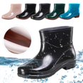 thumbnail image 2 of Dakaela Womens Rain Boots Slip on Waterproof Ankle Booties Rubber Garden Shoes for Outdoor Work Black 6, 2 of 4