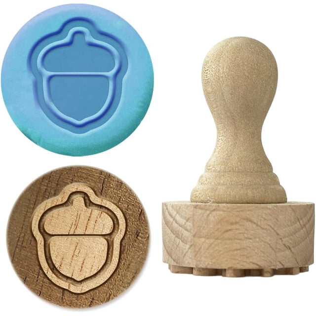 Sello de arcilla de madera, sello de arcilla de bellota, sellos de cerámica de madera de haya natural de 1,1 pulgadas, herramienta de cerámica de madera, herramienta pequeña para estampar cerámica