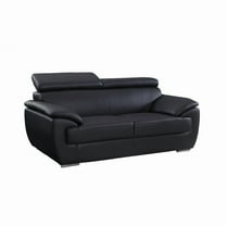 Captivating Leather Loveseat, Black - 32-38 in.