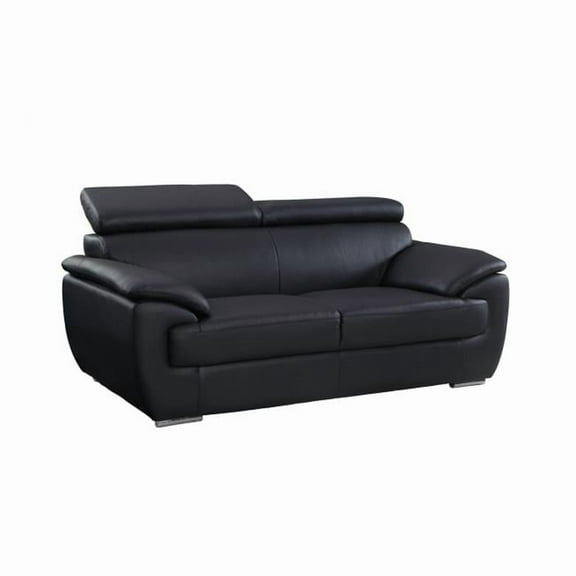 Captivating Leather Loveseat, Black - 32-38 in.