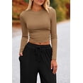 thumbnail image 4 of PRETTYGARDEN Women's 2 Piece Loungewear Long Sleeve Crop Top Wide Leg Palazzo Pants Set Tracksuits Casual Outfit, 4 of 10