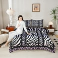 thumbnail image 4 of Homewish Teens Animal Leopard Zebra Print 2pcs Bedding Comforter Set,Black Pink Purple Twin Comforter Sets,Abstract Geometric Stripes Breathable Bedding Set,Microfiber Bedroom Decor,Reversible, 4 of 8