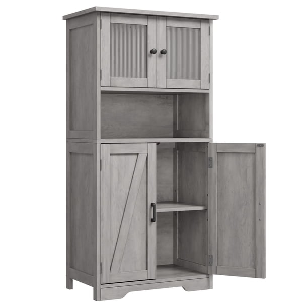 Gris 67 Inch Alto Freestanding de 3 Niveles Almacenamiento Gabinete con 4 cm de Profundidadoors y Ajustable Shelves para Living Sala cm de Profundidadining Sala Bathroom o Entryway