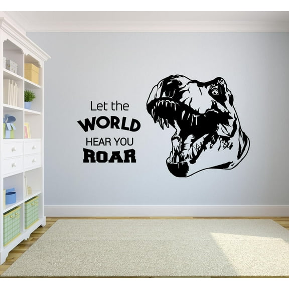 Dinosaur Quotes Dinosaurs Roar Dino Jurassic World Wall Sticker Art Decal for Girls Boys Kids Room Bedroom Nursery Kindergarten House Fun Home Decor Sticker Wall Art Vinyl Decoration Size (8x10 inch)