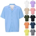 thumbnail image 7 of RUTAYY Men's Shirts Summer Solid Color Turndown Collar Soft Short Sleeve Casual Gothic Shirt Comfortable Breathable Trendy Vacation Blouse, 7 of 7