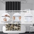 thumbnail image 6 of White Shower Curtain for Stall Bathroom Gold Black Eucalyptus Leaves Neutral Farmhouse Room Partition Home Decor Botanical Plants Waterproof Fabric RV Shower Curtains 36x72inches with Hooks, 6 of 6