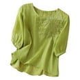 thumbnail image 2 of Breathable Linen Tops for Women Beach Vacation Flowy Summer Outfit, 2 of 6