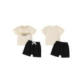 thumbnail image 3 of Aojekbee Baby Boys Summer Outfits Letter Print Short Sleeves T-Shirt and Elastic Shorts for 2 Piece Vacation Clothes Set, 3 of 10