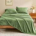 thumbnail image 2 of Flannel Sheets Twin Size Sage Green - Super Soft Fleece Sheets Set Fluffy Extra Plush, 3 Piece(Include Fitted Sheet, Flat Sheet, 1 Pillowcase), 2 of 8