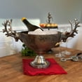 thumbnail image 4 of Deer Handled Decorative Bowl or Wine Bucket, Antiqued Silver Aluminum, Handmade, Atelier Finish, 16.5 Inches, 4 of 6