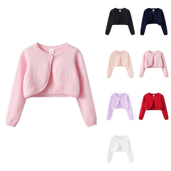 Girls Lightweight Knit Cardigan Sweater Top Casual Round Neck Open Front Layering Shirt For Toddler Kids Spring Fall Outerwear