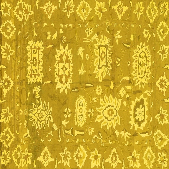 Ahgly Company Indoor Square Abstract Yellow Modern Area Rugs, 5' Square