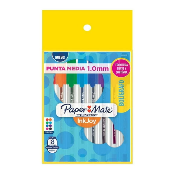 Bolígrafo Paper Mate Kilométrico varios colores 8 pzas