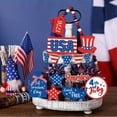 thumbnail image 4 of 4Th of July Decorations Patriotic Independence Day Tiered Tray Decor Memorial Day Vintage Wood Sign Home Table Decorate 4Th of July Decorations Home Decor Red White and Blue Decorations 14 Pack, 4 of 5