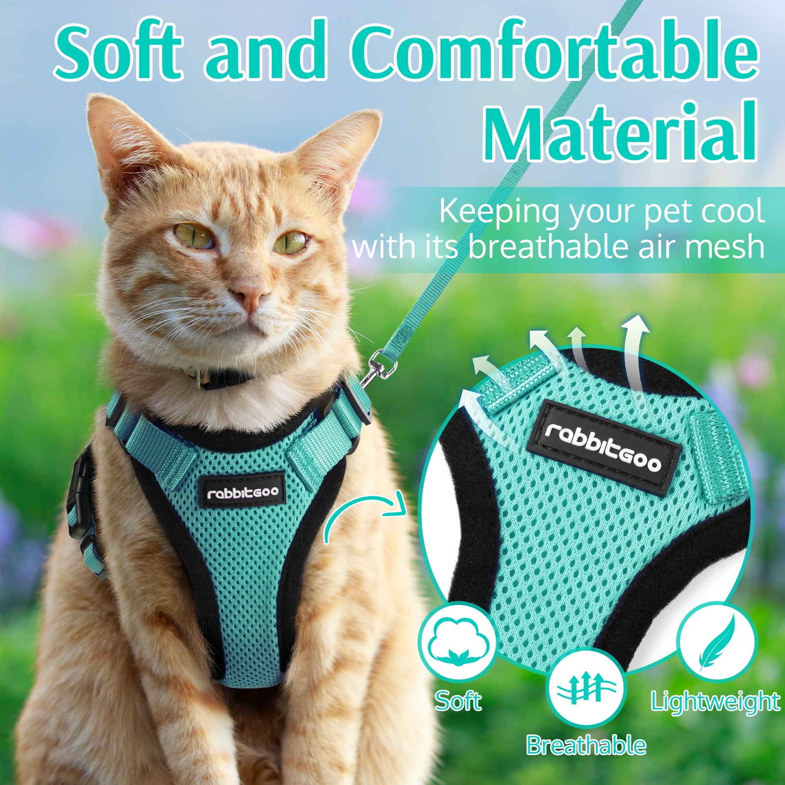 Pet Supplies Cool Cat Harness Rabbitgoo Cat Harness And Leash Set