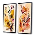 thumbnail image 3 of Designart "Watercolor Blooms Autumn Flowers I" Abstract Botanicals Framed Wall Art Set Of 2 - Modern Yellow Framed Wall Art Set Of 2, 3 of 6