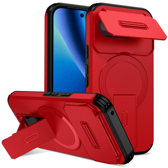 SELOZKE Compatible with Google Pixel 10a 2026 Red Phone Holder, Magnetic Protective Phone Case