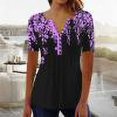 thumbnail image 1 of Mode Décontractée pour Femmes Chemises Imprimées Manches Courtes Tee-Shirts Amples Tunique Blouse Imprimé Floral Hauts pour Femmes Dégradé, 1 of 3