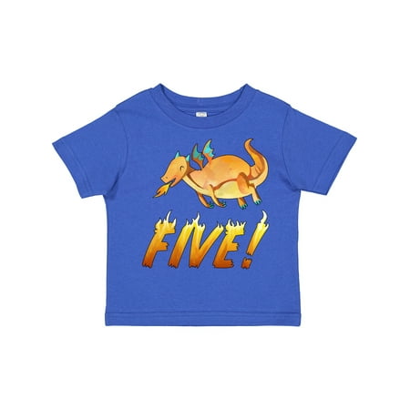 

Inktastic 5 Fifth Birthday Orange Dragon Breathing Fire Gift Toddler Boy or Toddler Girl T-Shirt