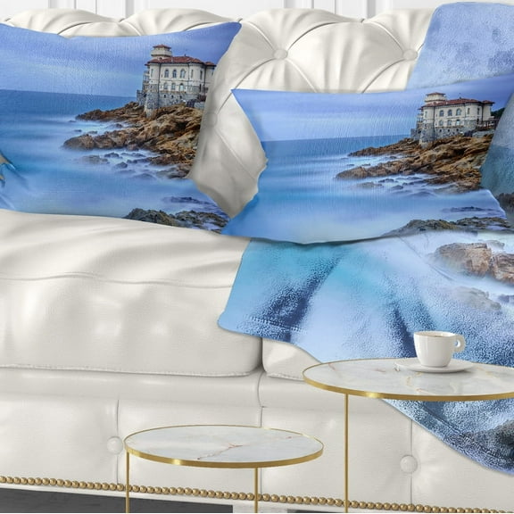 Designart Beautiful Italian Seashore View - Seascape Throw Pillow - 12x20