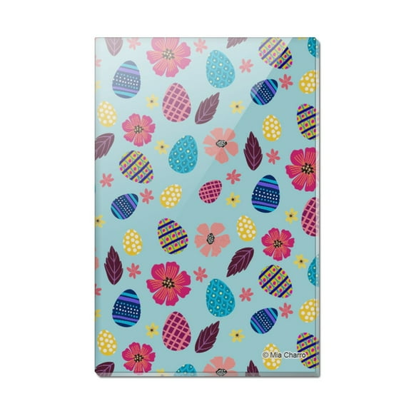 Colorful Easter Eggs and Flowers Rectangle Acrylic Fridge Refrigerator Magnet