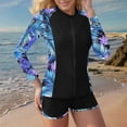 thumbnail image 6 of DJskiyers Women's 3 Piece Rash Guard Long Sleeve Swimsuits Built-in Bra Zip Up Swim Shirts with Boyshorts Floral Tankini Set Traje de Baño Para Mujer Traje de Natacion Mujer, 6 of 7