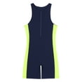 thumbnail image 5 of Sinleey Mens One Piece Swimsuit UPF 50+ Top Sun Protection Bodysuit Beach Swimwear Rash Guard Unitard Navy Blue&Fluorescent_Green L, 5 of 7