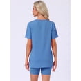 thumbnail image 4 of DARING DIVA Women's Soft Pajama Set Split Jersey Knit Tops with Fitted Shorts L Blue, 4 of 7