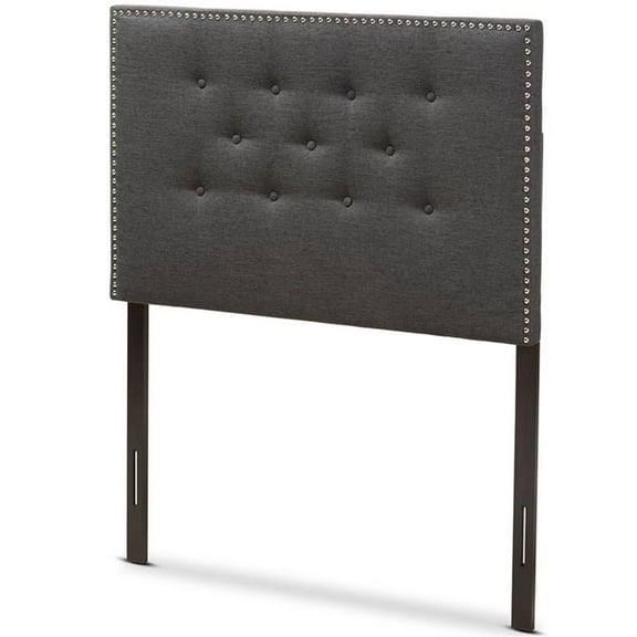 Bowery Hill Modern Tufted Twin Panel Headboard in Dark Gray