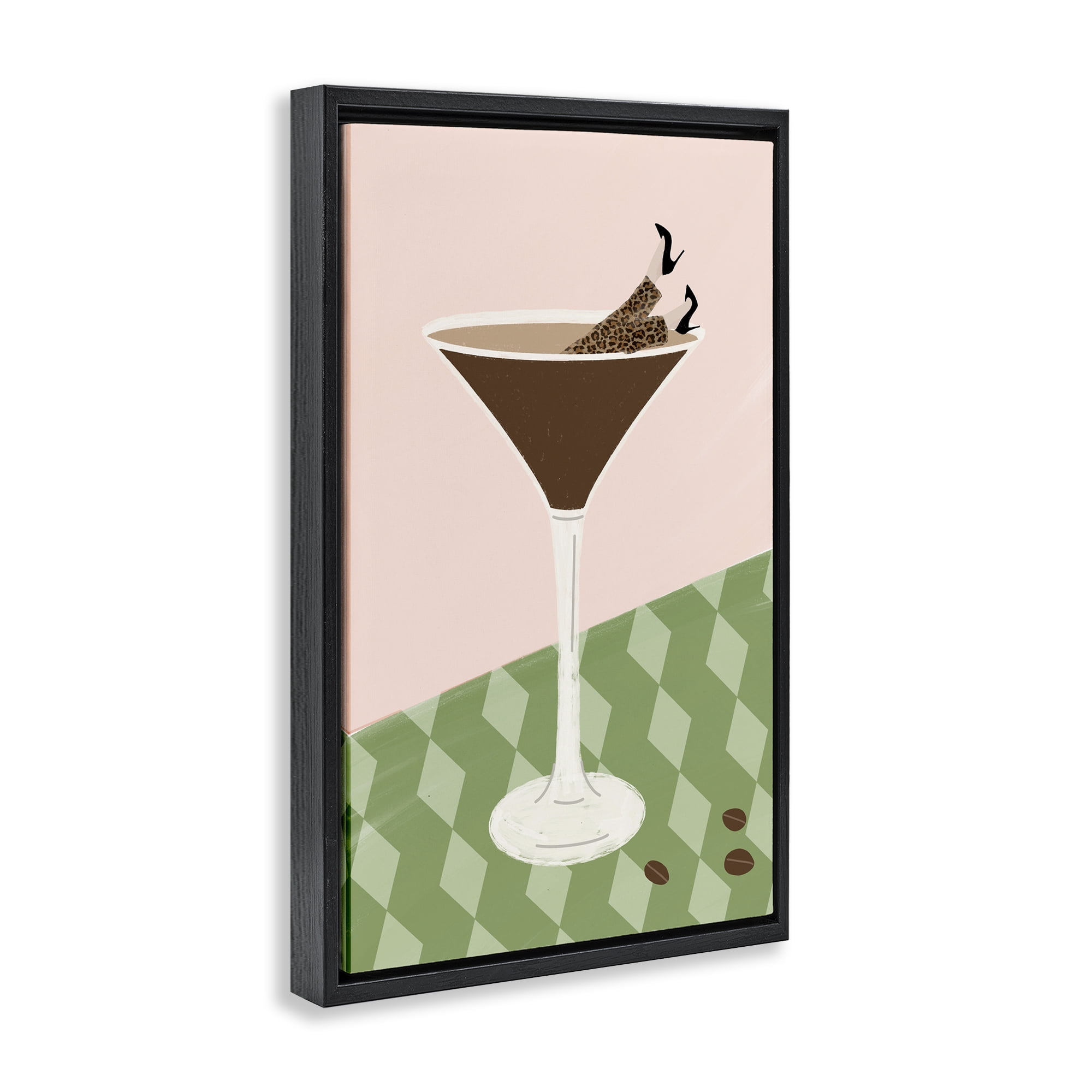 Stupell Industries Glam Martini Splash Black Framed Floater Canvas Wall Art, design by Emily Navas