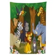 thumbnail image 3 of Ambesonne Animal Tablecloth Rectangular Table Cover, Cartoon Lion, 52"x70", Brown and Fern Green, 3 of 4