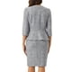 thumbnail image 3 of Conjunto de traje de tweed de 2 piezas para mujer INSPIRE CHIC, chaqueta de botones de manga 3/4 y falda lápiz, gris azul XL, 3 of 6