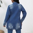 thumbnail image 6 of Womens Coats Lapel Button-Up Pockets Denim Jacket Solid Long Sleeve Casual Jacket Coat,Denim Jacket for Women Dark Blue M, 6 of 6