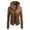 01-Brown195, variant on Women's Fleece Lined Leather Jacket Zip Up Hooded Long Sleeve Outer Coat
