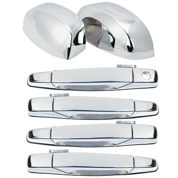 TRQ Chrome Outside Door Handles With Mirror Caps Trim Upgrade for GM Pickup BDA65719