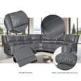 thumbnail image 3 of Ellesophas 7-Seat PU Leather Reclining Sectional Sofa Set with Footrest, Wide Padded Armrests, Removable Backrest, Perfect for Living Room & Home Theater, Gray, 3 of 7