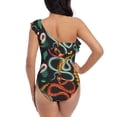 thumbnail image 5 of Picia Snake And Flower Pattern Women's One Piece Swimsuits,One Shoulder Swimwear Asymmetric ,Ruffle Monokinis Bathing Suits,High Waisted Flattering Bathing Suits-Small, 5 of 8
