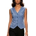 thumbnail image 4 of GUACER Gingham Plaid Vest for Women Sleeveless Button Down V Neck Blouse with Pocket Casual Summer Tank Tops, 4 of 8