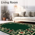 thumbnail image 2 of ODIKA 4'x6' Machine Washable Non-Slip Area Rug, Snowflake Pine Tree Festive Interlocking Holiday Motif High Traffic Rug with Pad, Green, 617648, 2 of 8