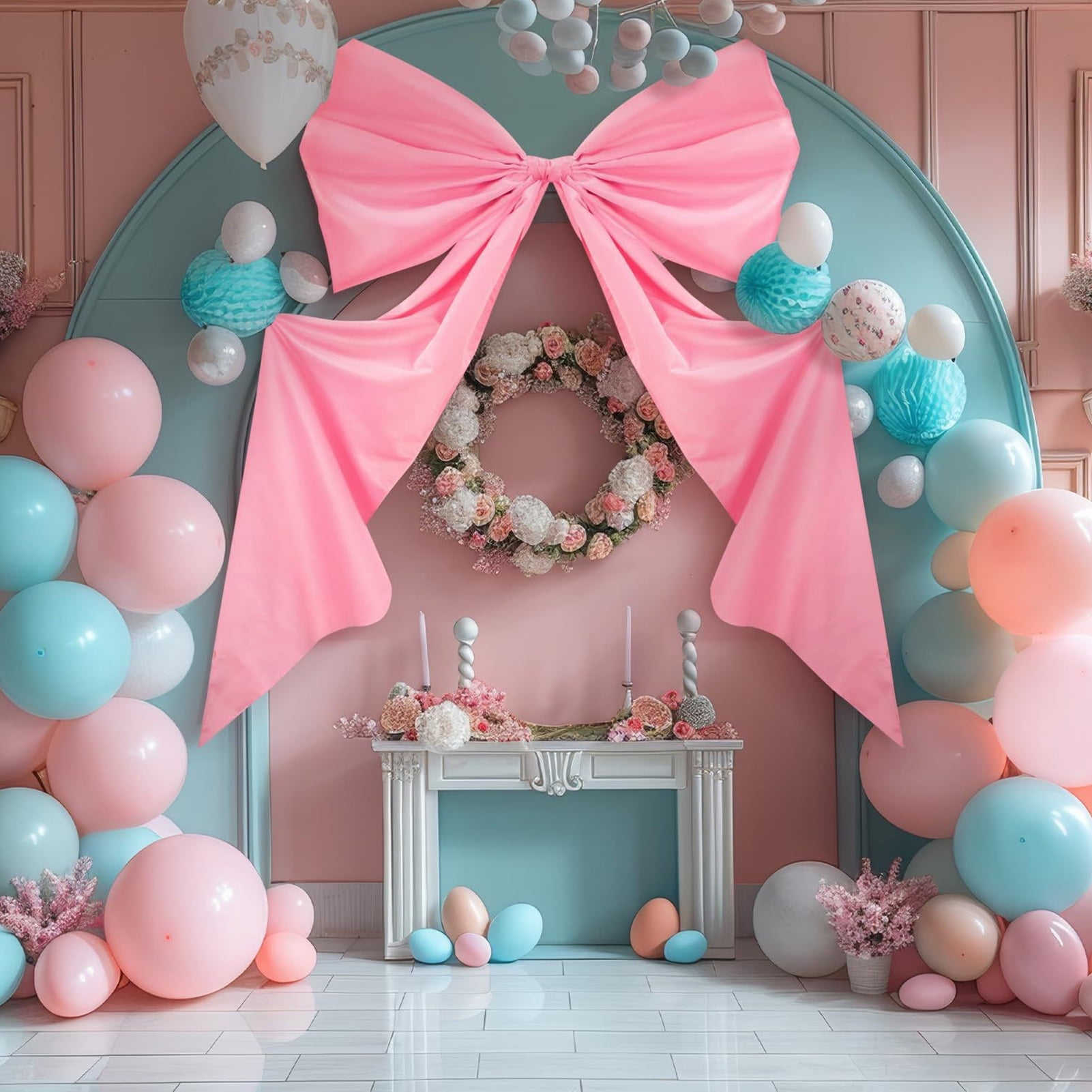 Dserfhy Large Satin Bow 78" x 48" Giant Bow Ribbon Tie for Christmas Birthday Party Wedding Bridal Bachelorette Graduation Room Backdrop Wall Decor