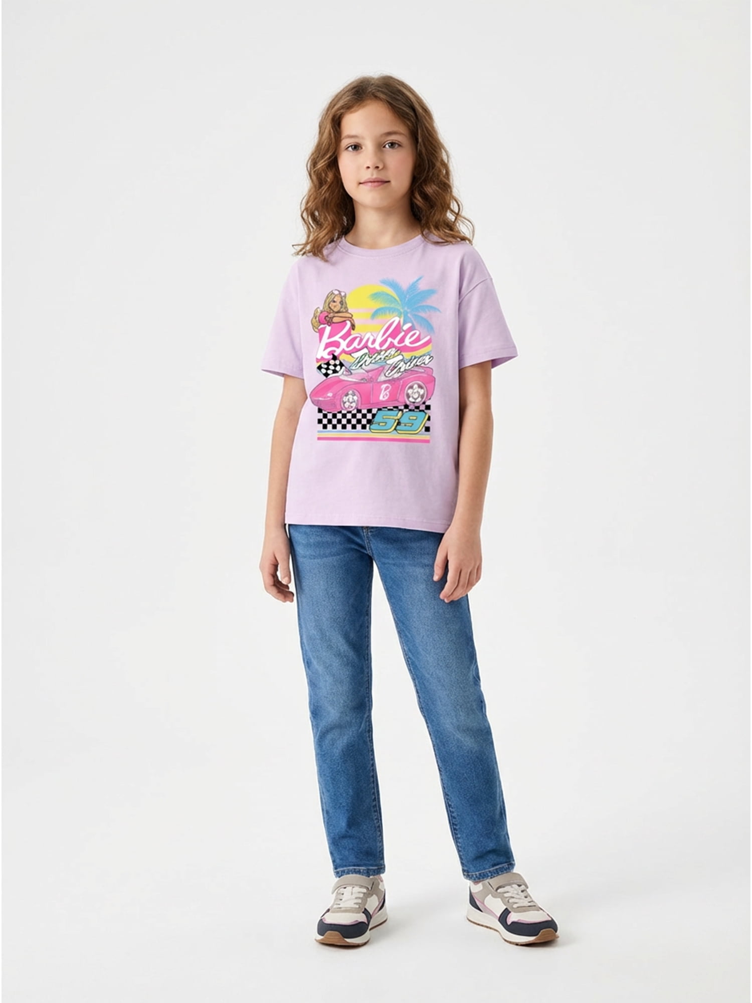 Barbie Girls Dream Driver Graphic T-Shirt with Short Sleeves, Sizes 4-16