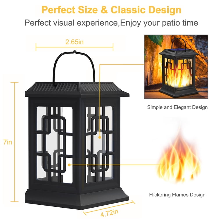 SZRSTH Solar Hanging Lanterns, Flickering Flame 2-Pack photo 2