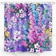 thumbnail image 3 of Purple Floral Shower Curtain Watercolor Flowers Bloom Garden Scenery Plant Home Bathroom Decor Waterproof Fabric 72Lx72W Inch with 12PCS Hooks, 3 of 6