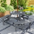 thumbnail image 2 of Outsunny Picnic Table Bench Set with Umbrella Hole for 6 People Grey, 2 of 10