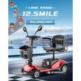 thumbnail image 3 of 4 Wheel Powered Mobility Scooters, Foldable Travel Scooter with LED Headlights, Basket and 360° Rotatable Thick Seat, 12.5 Miles Range, Electric Scooters for Seniors, Red, 3 of 7