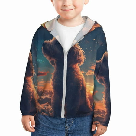 

Lukts Starry Sky Cloud Puppy Print Children s Long-Sleeved Sun Protection Clothing Hooded Sweatshirts for Boys and Girls Outdoor Sports-3 Years